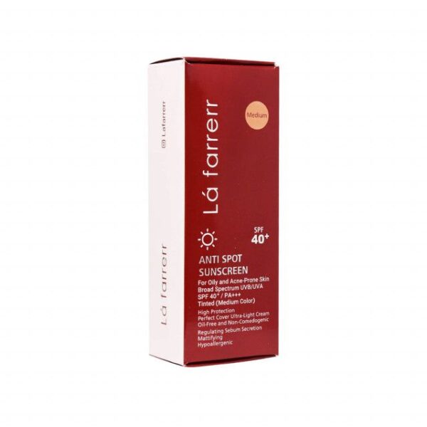 کرم ضد آفتاب و ضد لک فاقد چربی SPF 40 لافارر مناسب پوست چرب و مستعد آکنه حجم 40 میلی لیتر - رنگ متوسط - Image 3