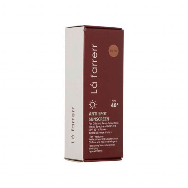 کرم ضد آفتاب و ضد لک فاقد چربی SPF 40 لافارر مناسب پوست چرب و مستعد آکنه حجم 40 میلی لیتر - برنز - Image 3