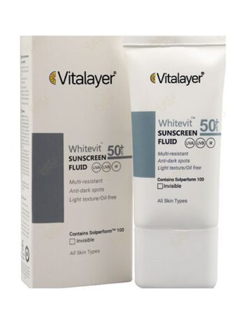 فلوئید ضد آفتاب SPF 50 ویتالیر مدل Whitevit مناسب انواع پوست کدر و دارای لک حجم 50 میلی لیتر - بی رنگ
