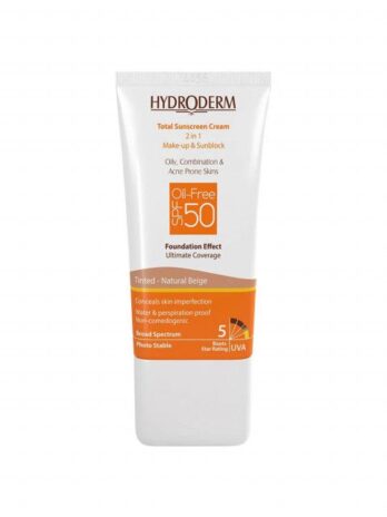 کرم ضد آفتاب فاقد چربی 2In1 هیدرودرم SPF50 حجم 40 میلی لیتر - بژ طبیعی