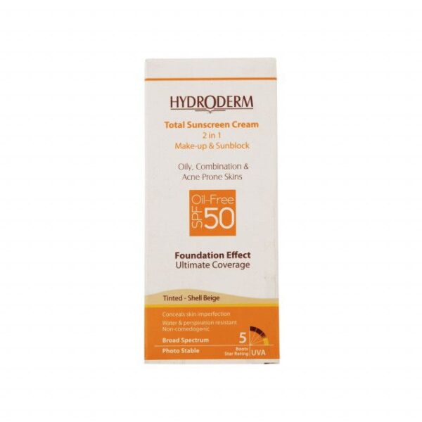 کرم ضد آفتاب فاقد چربی 2In1 هیدرودرم SPF50 حجم 40 میلی لیتر - بژ صدفی - Image 4