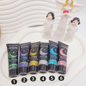 گلیتر مایع تیوپی طرح ماه و ستاره برند GLITTER کد 002